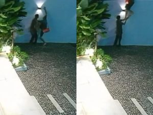 Câmeras de segurança registraram o momento do furto. (Foto: reprodução)