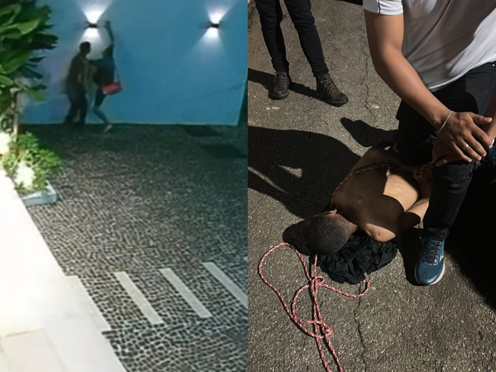 Dono conseguiu localizar e amarrar ex-funcionário que foi flagrado furtando restaurante. (Foto: Reprodução)