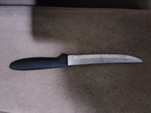 Suspeito utilizou uma faca para ameaçar a companheira. (Foto: Reprodução)