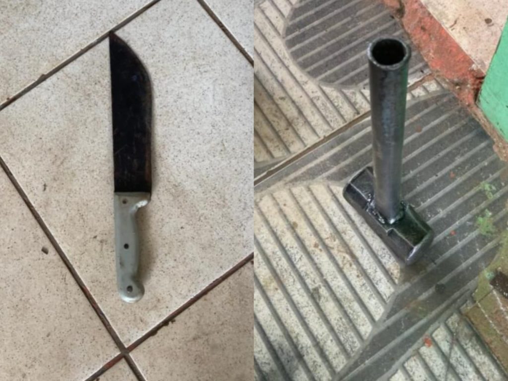 Suspeito utilizou uma faca e uma marreta para ameaçar a família. (Foto: Reprodução) padrasto