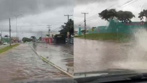 Alagamento Chuva Avenida Brasil Norte Anápolis pista ônibus