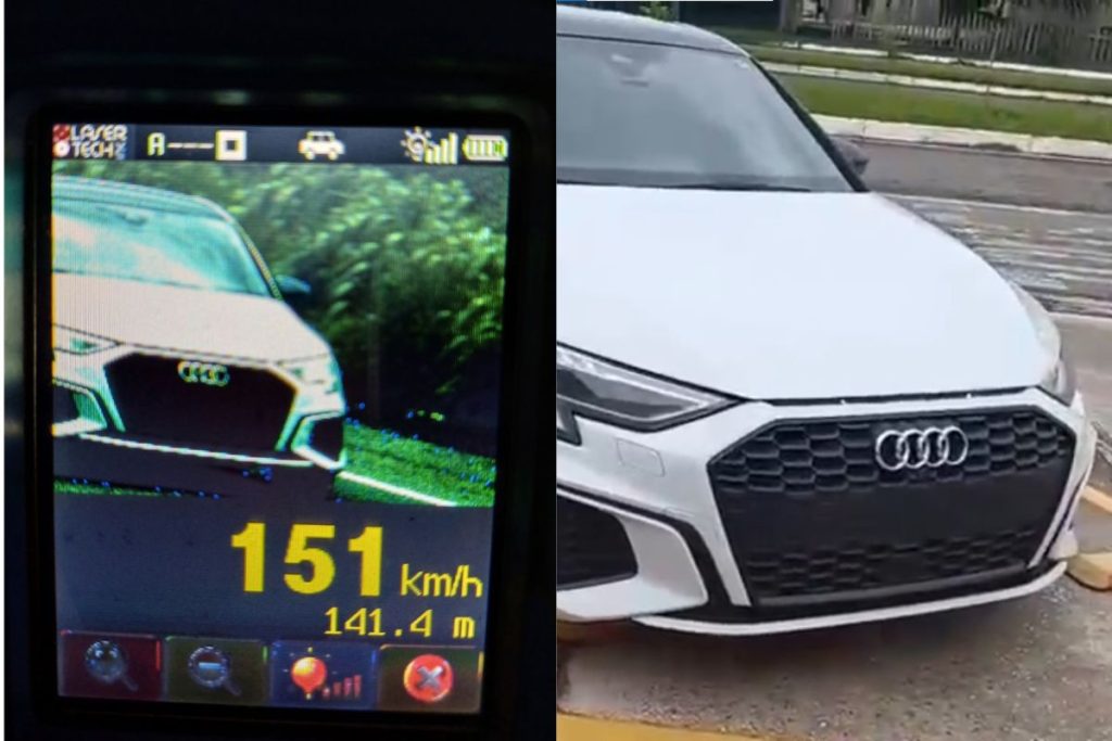 Flagrado a 151 km/h na BR-153, motorista inventa história sobre placa perdida e acaba preso pela PRF