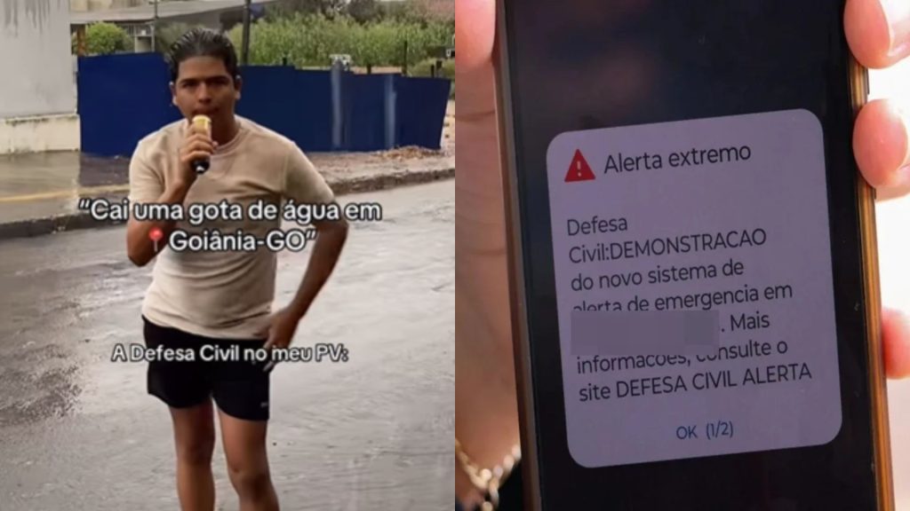 Influenciador Everson Carvalho ironizou os alertas da Defesa Civil em Goiânia.