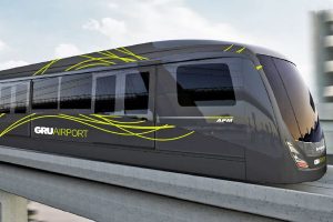 trem que levará passageiros até o aeroporto de Guarulhos