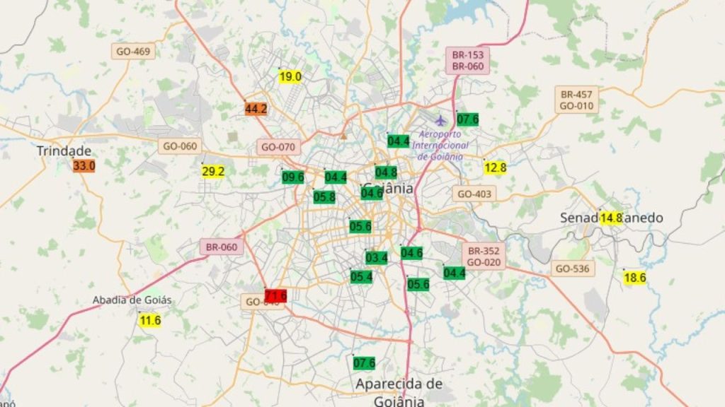 Precipitação mapa chuvas Goiânia