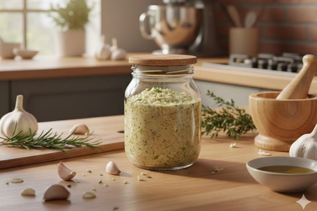 Pasta de alho caseira para receitas do dia a dia