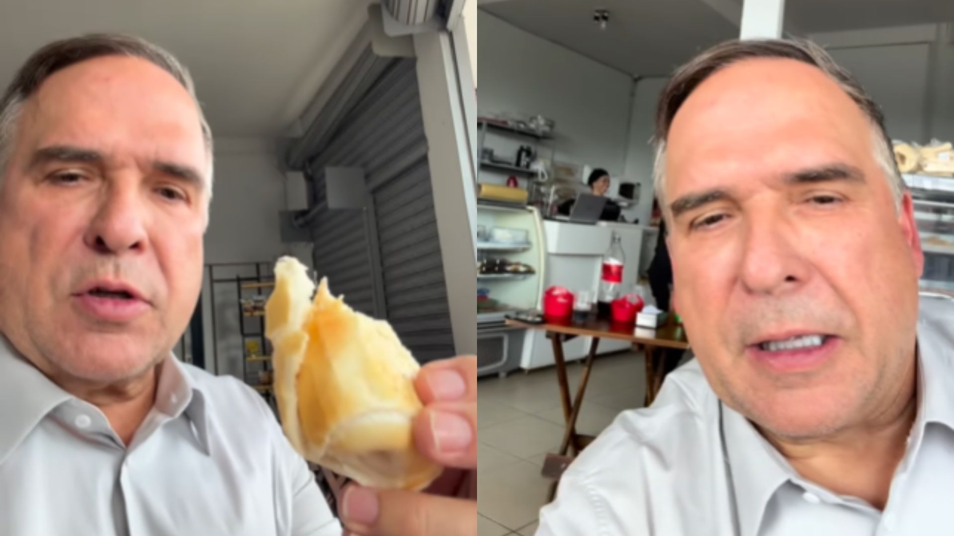 Prefeito Sandro Mabel (UB) apareceu comendo pão com ovo.