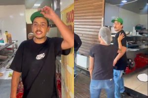 Vídeo mostra agressões e xingamentos homofóbicos em lanchonete de Goiânia