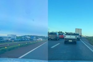 Caminhão pega fogo em posto às margens da BR-060 e causa mega congestionamento entre Goiânia e Anápolis