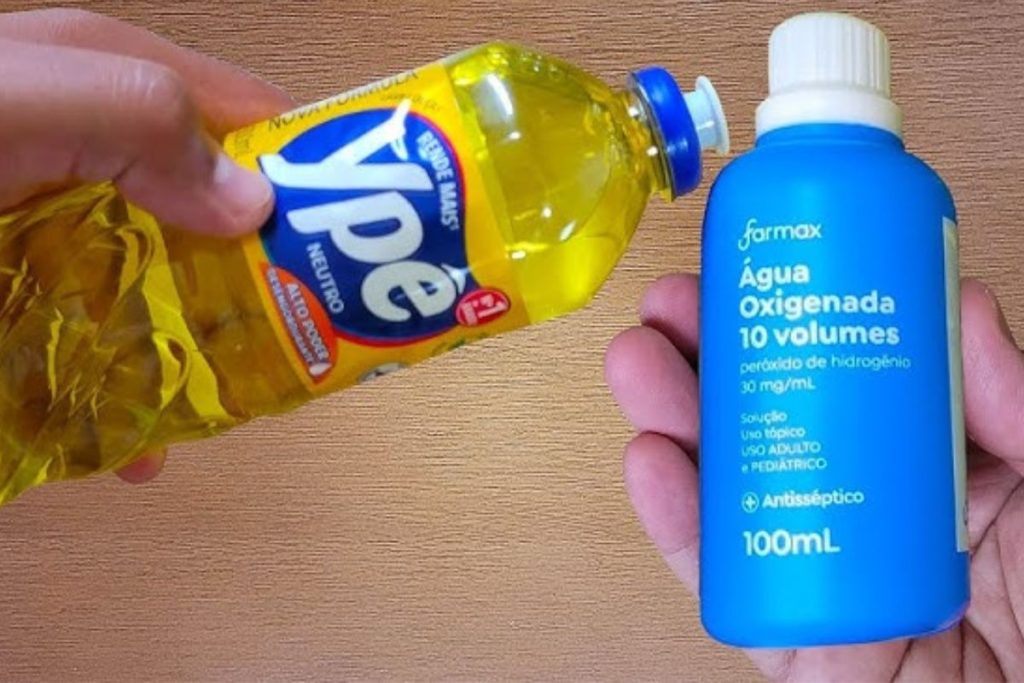 Detergente e água oxigenada serev para uso doméstico