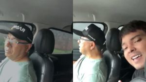 Motorista de aplicativo e passageiro cantaram juntos um dos mais famosos hinos da música gospel. (Foto: Reprodução)