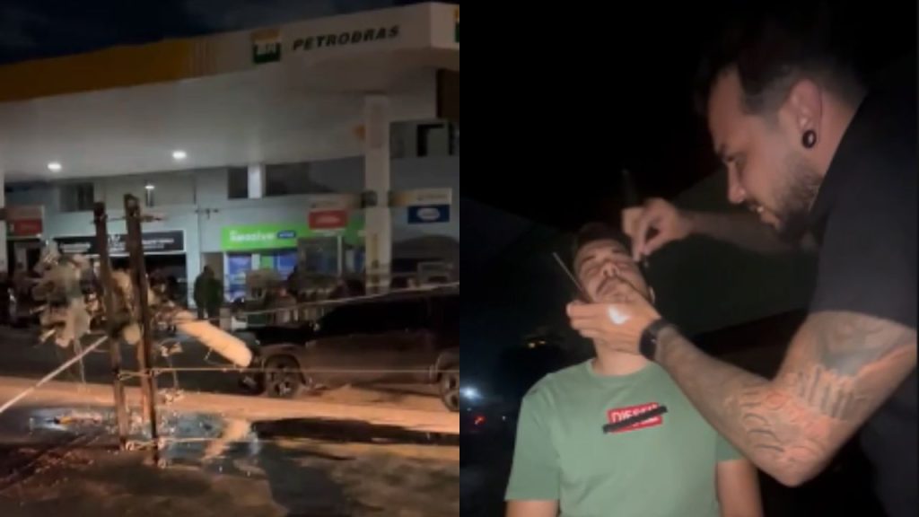 Barbeiro teve que improvisar após a queda da energia. (Foto: @allstarbarbearia)