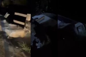 Ônibus cai de ribanceira na BR-060, próximo a pedágio Alexânia