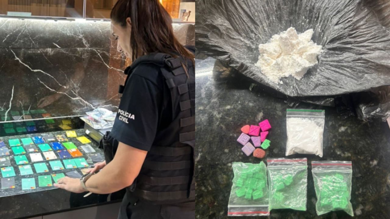 Polícia Civil apreendeu cartões e drogas