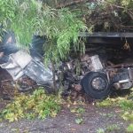 Caminhão sai da pista, pega fogo e duas pessoas morrem na BR-153