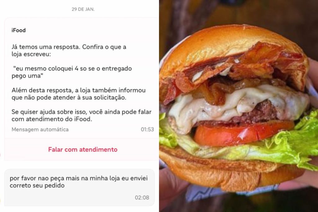 Hamburgueria de Anápolis que já foi alvo de protesto responde com deboche após cliente reclamar de item faltando