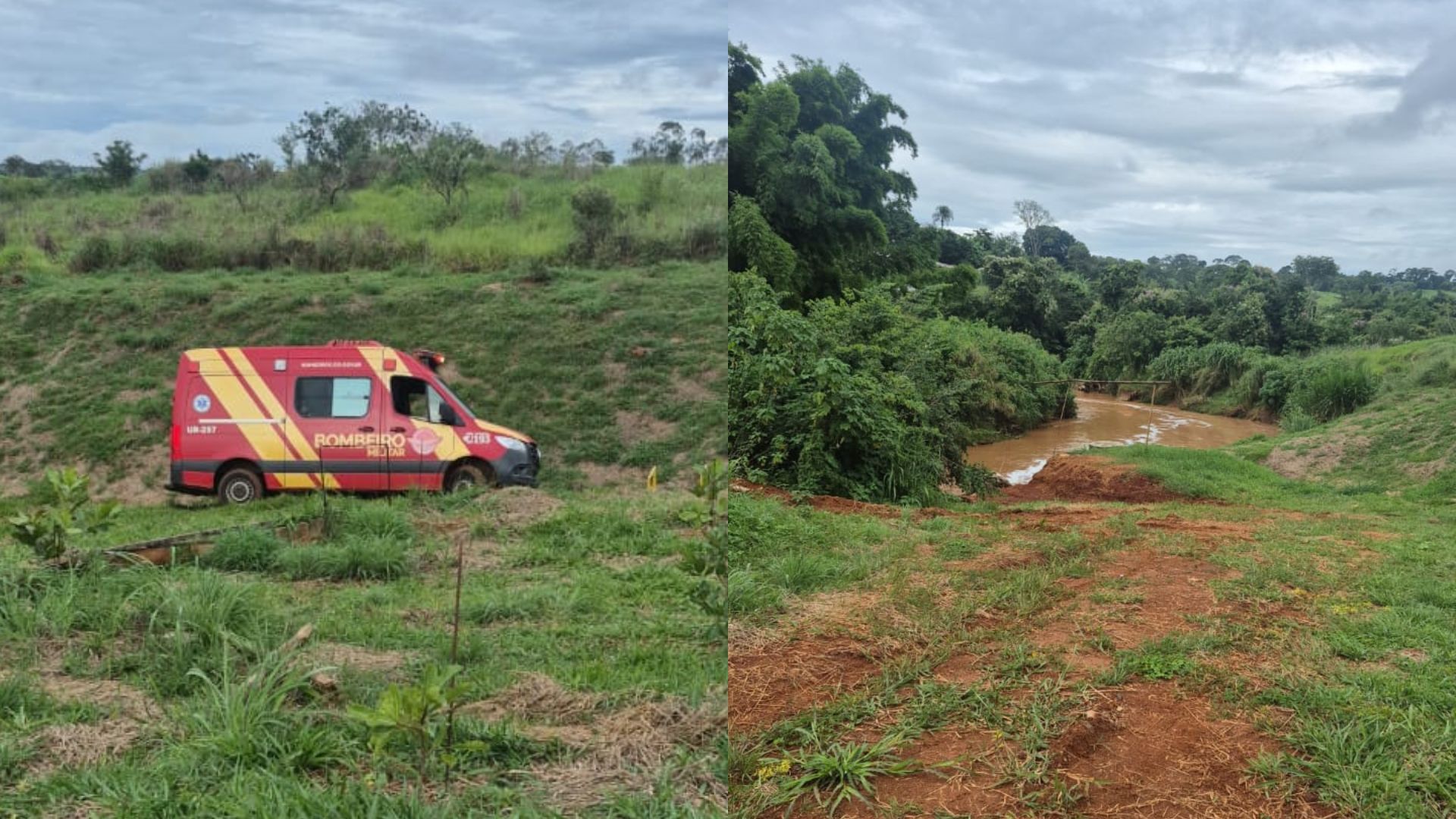 Corpo de Bombeiros realiza buscas no Córrego das Antas.