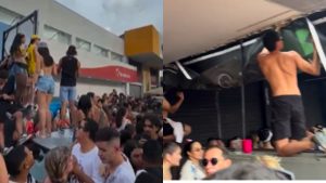 Foliões no carnaval de Goiânia, que acabou deixando alguns estragos.