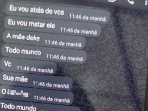 Mensagens continham ameaças e palavras de baixo calão. (Foto: Reprodução)