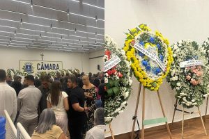 Entre coroas de flores, amigos e eleitores se despedem do vereador Carlim da Feira, em Anápolis