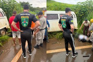 PM de folga foi quem ajudou a retirar mulher debaixo de kombi após acidente na GO-222
