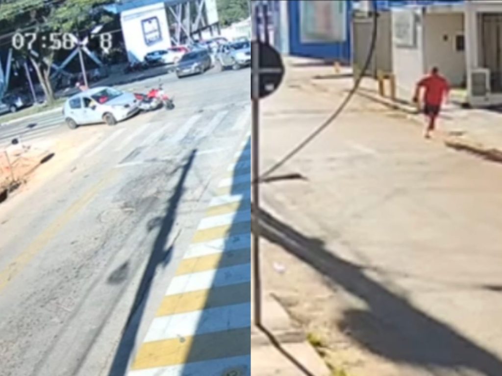 Acidente foi filmado por câmeras de segurança. (Foto: Reprodução)