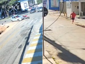 Acidente foi filmado por câmeras de segurança. (Foto: Reprodução)