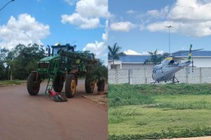 colisão entre moto e pulverizador