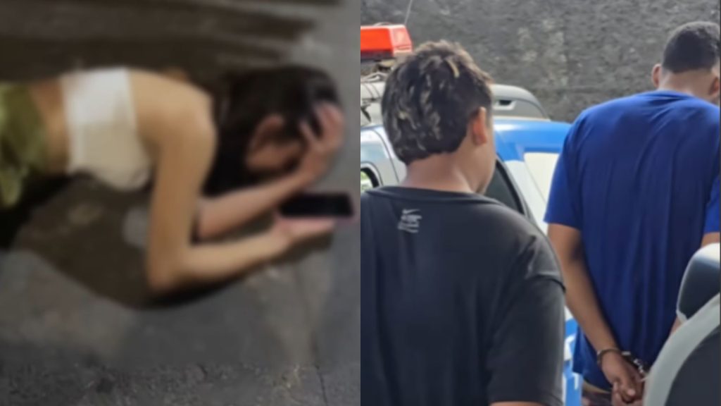 Jovem foi espancada e atacada com "loló". Suspeitos foram levados à delegacia.