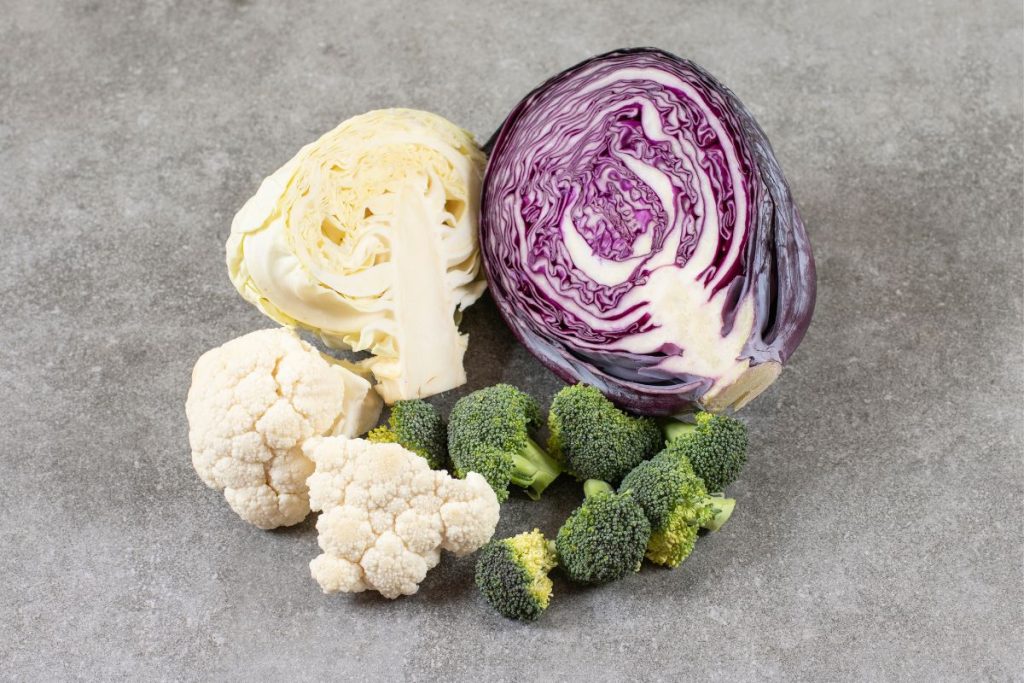 Couve-flor, brócolis e repolho