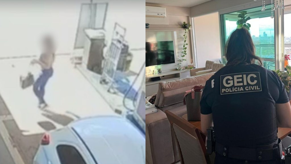 Vídeo mostra quando mulher desce do carro com a bolsa cheia de panfletos.