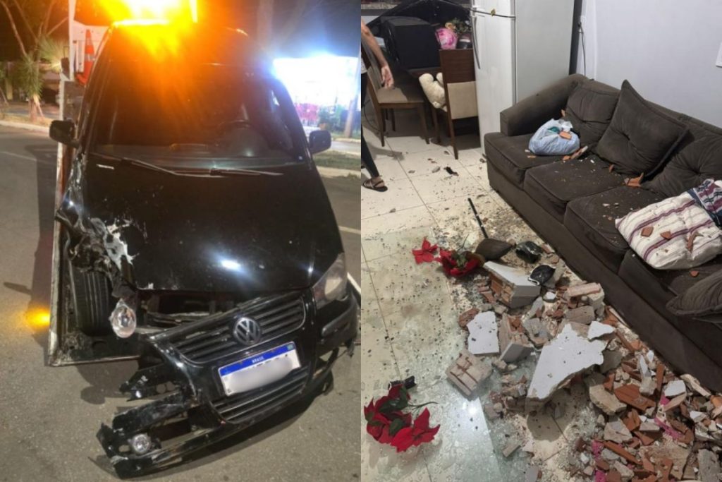 homem usa carro para quebrar parede de casa
