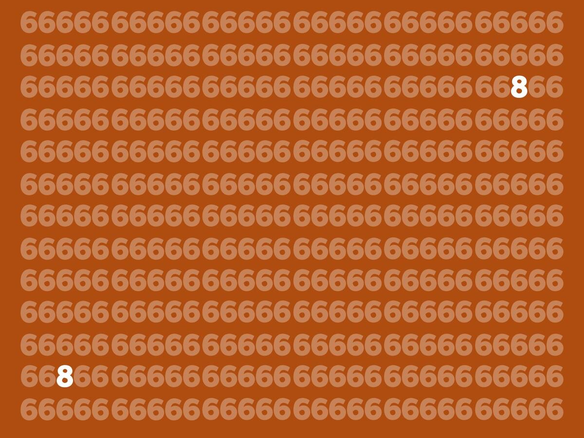 Desafio: menos de 20% das pessoas conseguem encontrar os dois números 8 nesta ilusão de ótica