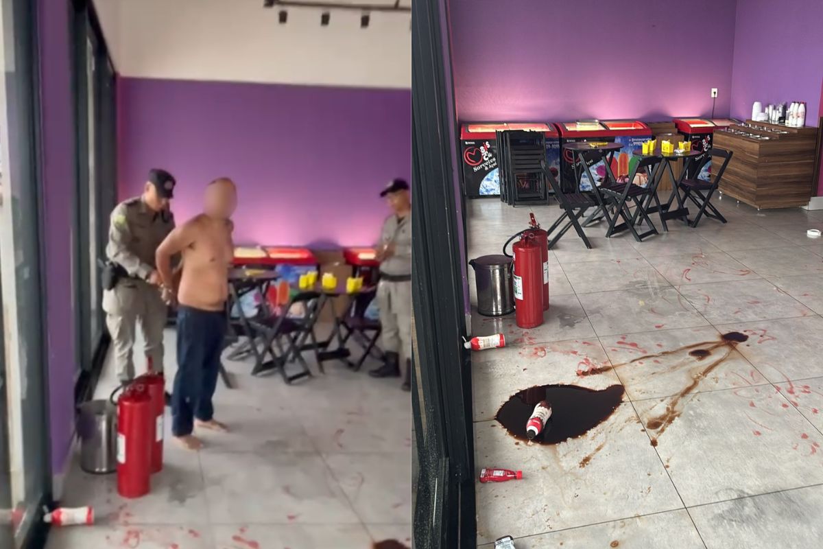 Homem causa destruição em sorveteria e acaba detido pela PM em Aparecida de Goiânia