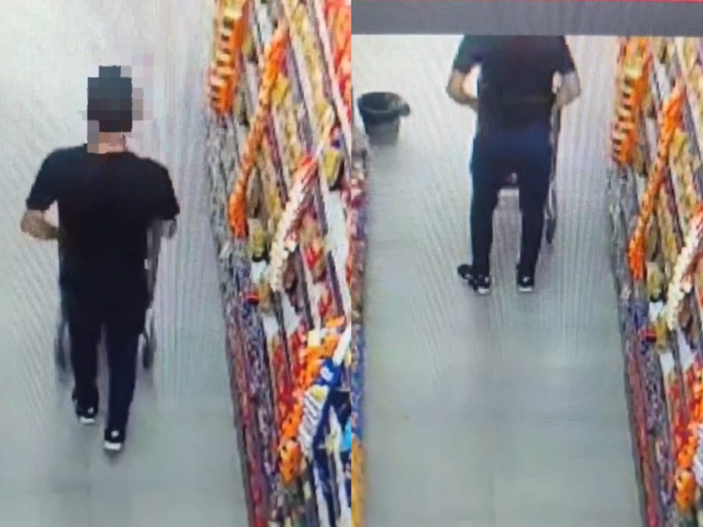 Câmeras de segurança do supermercado flagraram toda a ação. (Foto: Reprodução)
