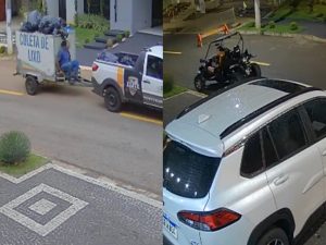 Flagras no condomínio foram registrados por câmeras de segurança. (Foto: Arquivo Pessoal) moradora