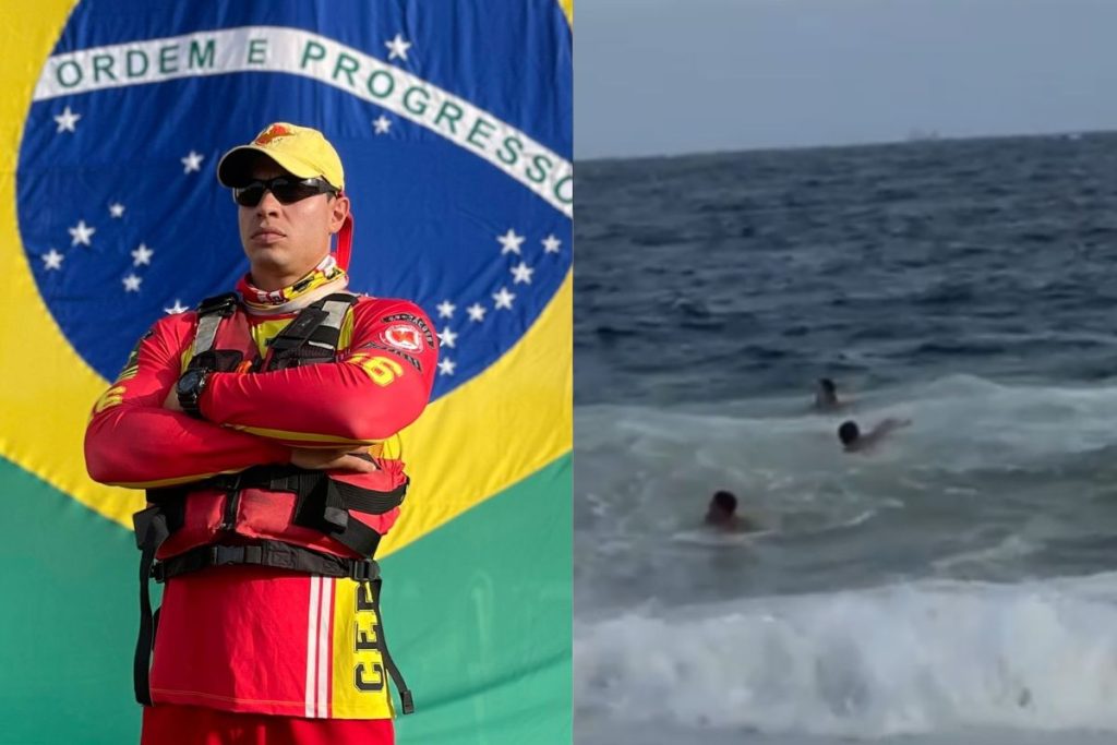 De folga no Rio, bombeiro de Pirenópolis salva mulher de afogamento na Praia de Copacabana