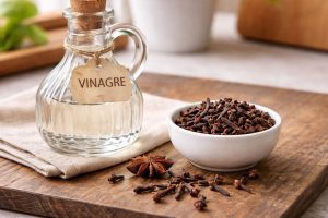 Mistura de cravo-da-índia com vinagre
