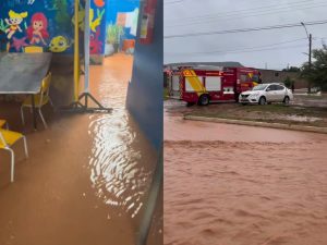 Creche ficou alagada após fortes chuvas. (Foto: Reprodução)