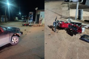 Adolescente de 14 anos foge da polícia de moto, bate em carro e fica ferido em Anápolis