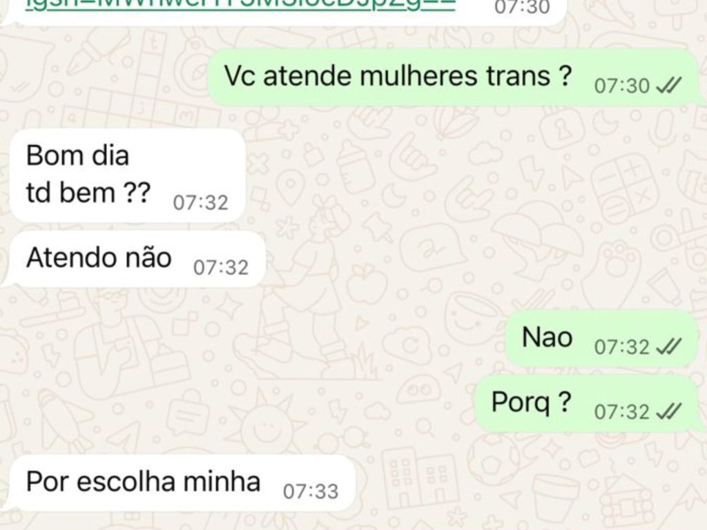 Estabeleceimento limitou-se a dizer que não atenderia cliente por escolha própria. (Foto: Reprodução)