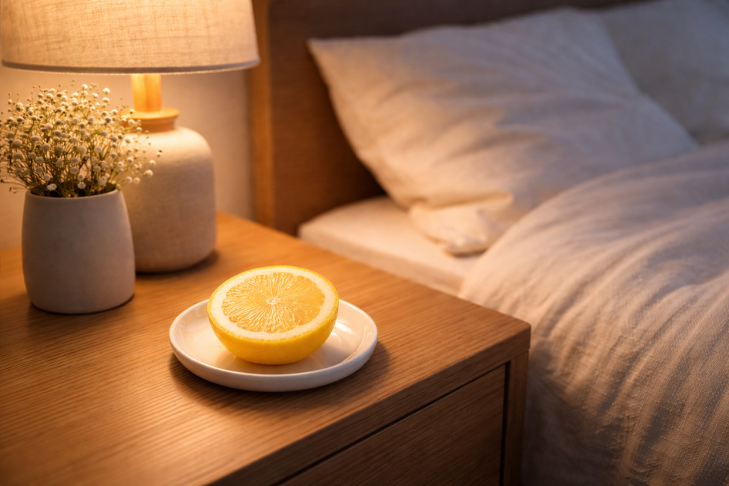 Colocar uma fatia de limão ao lado da cama