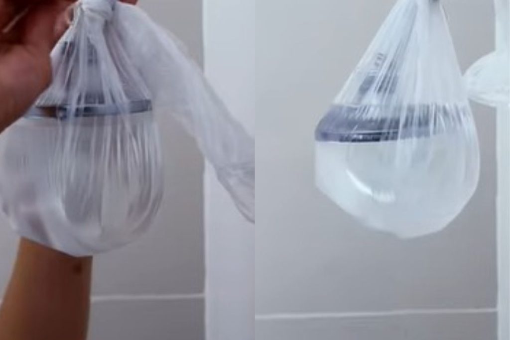 Deixar amarrado um saco de vinagre no chuveiro