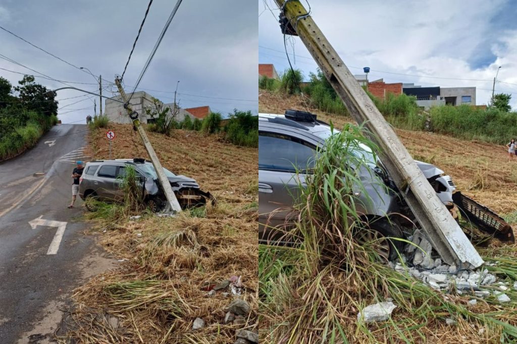 colisão de carro contra poste