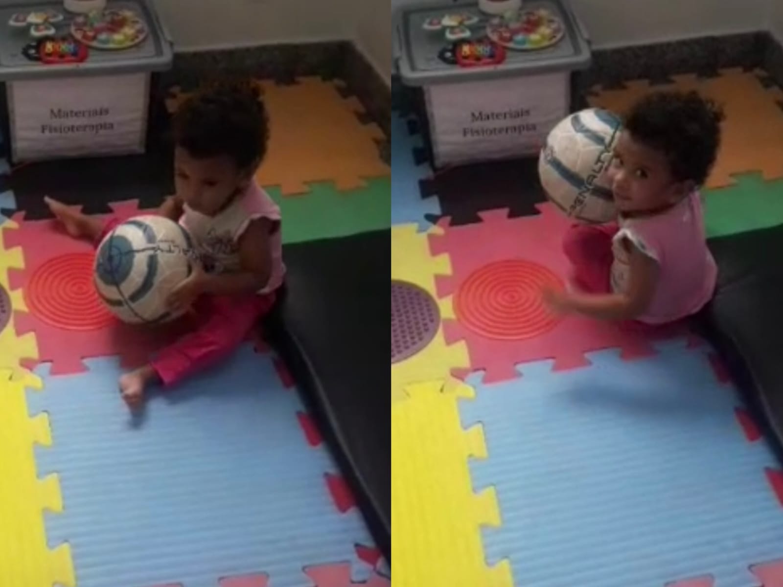 Yasmin segue ativa nas sessões de fisioterapia. (Foto: Arquivo Pessoal/Aline Leite)