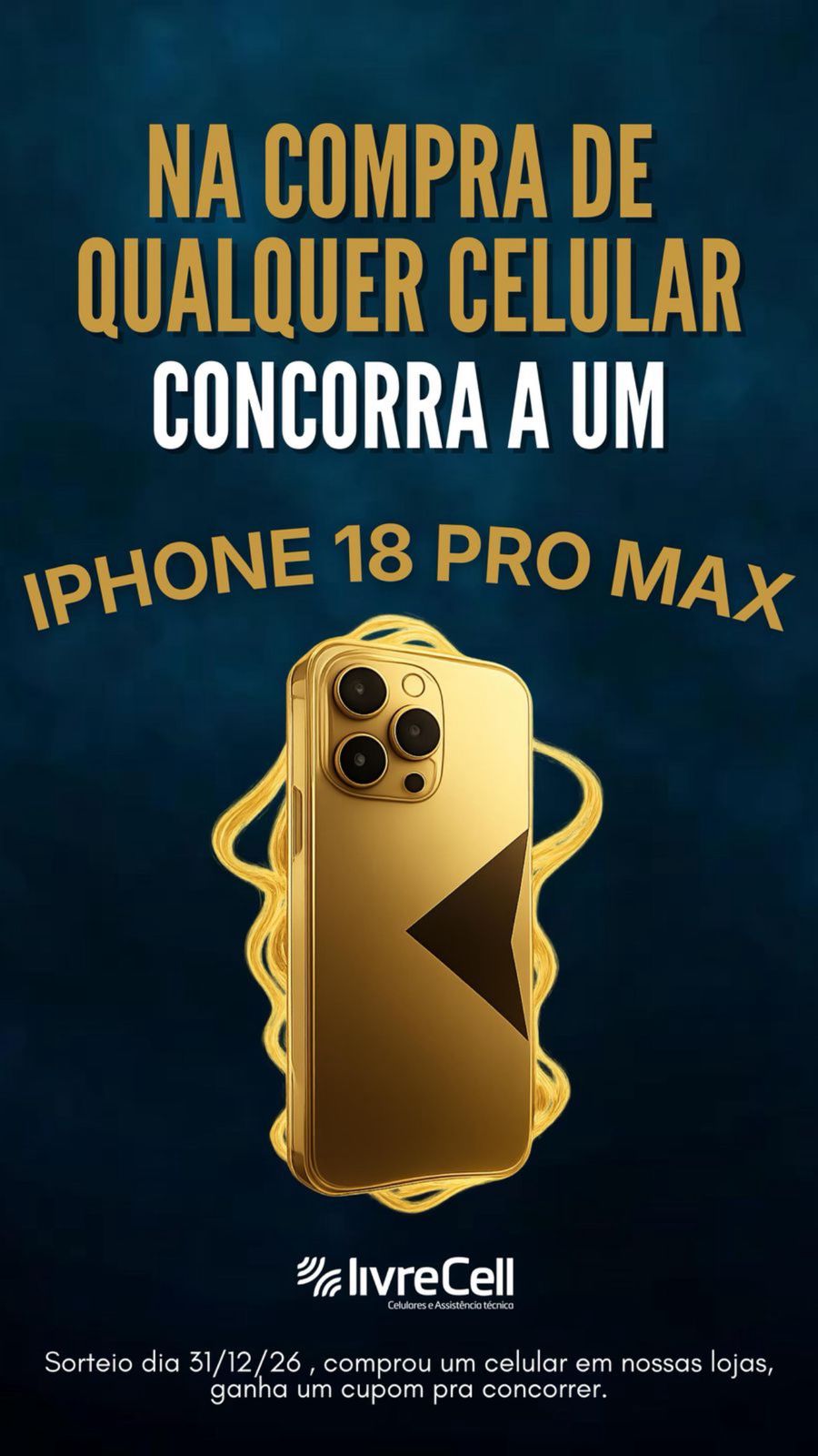 LivreCell vai sortear uma Iphone 18 Pro Max. (Foto Divulgação)