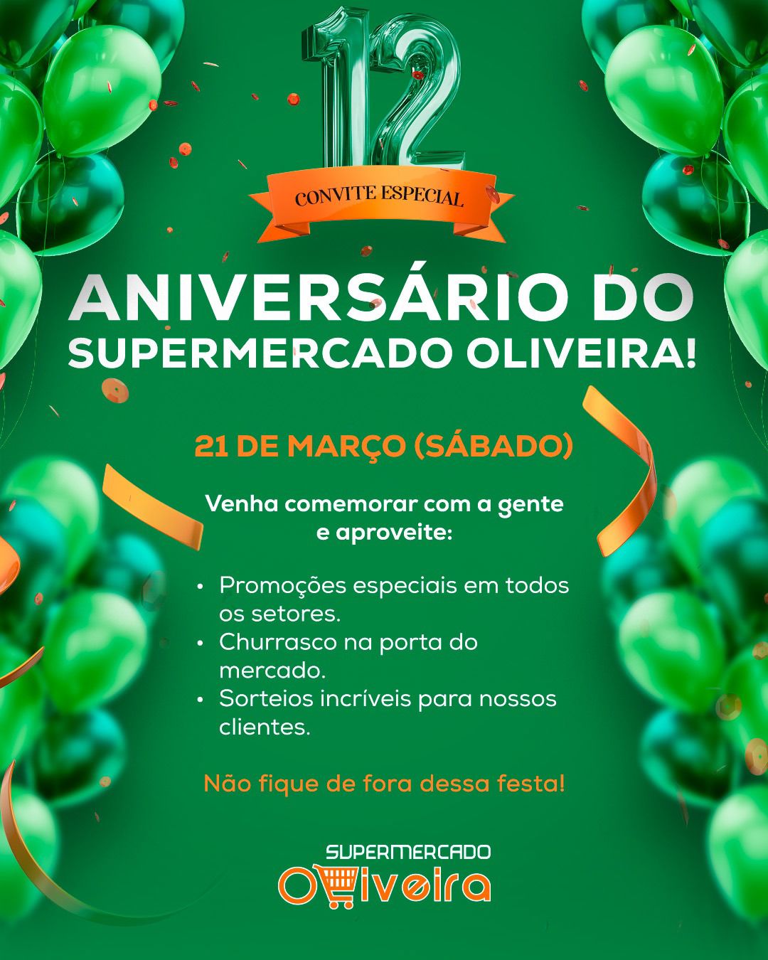 Supermercado Oliveira celebra 12 anos. (Foto: Divulgação)