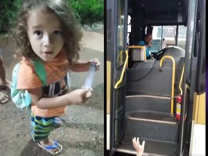 Pequeno Khali, de apenas três anos, é apaixonado pelos ônibus da Urban. (Foto: Arquivo Pessoal)