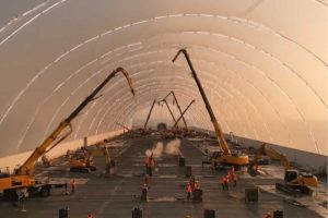 China aposta em estruturas infláveis de até 50 metros para reduzir barulho