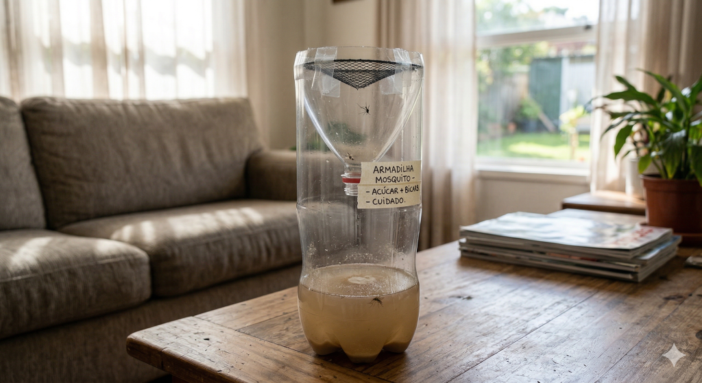 Armadilha caseira para eliminar moscas e mosquitos usa uma reação simples para atrair os insetos